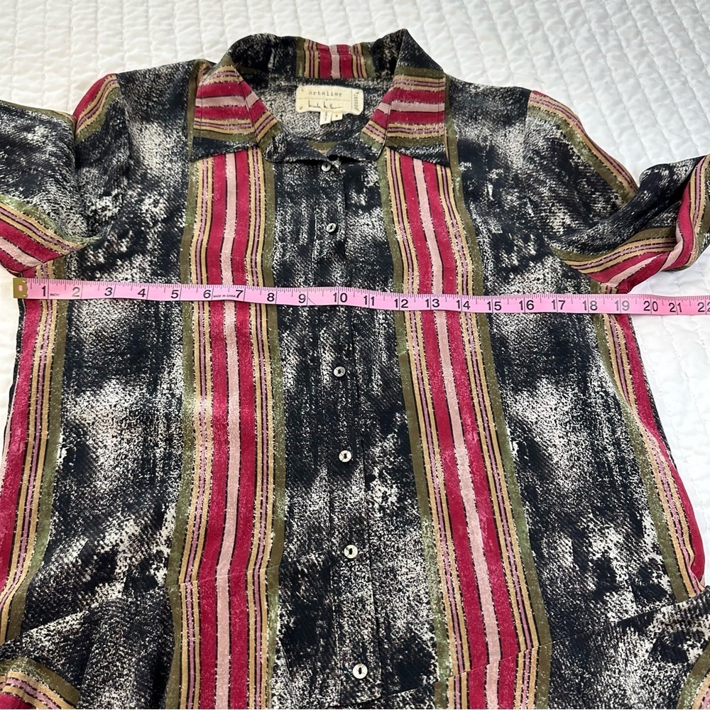 Artelier 100% Silk Nicole Miller Women's Blouse  Multicolored Print In Size S - Picture 5 of 13